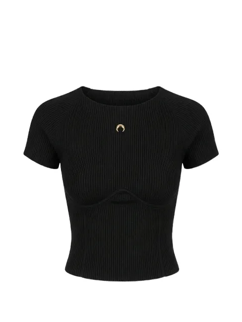 Marine Serre ribbed-knit Crescent Moon top