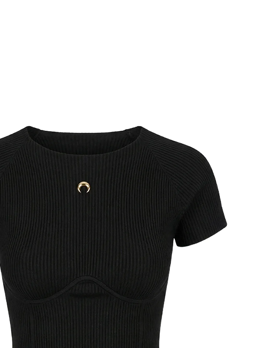 Marine Serre Crescent Moon ribgebreide top Zwart