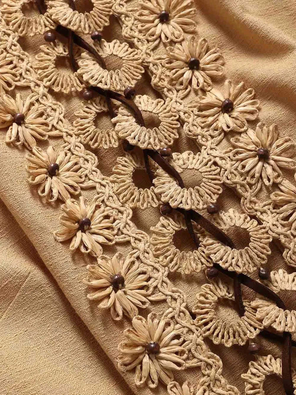 ZIMMERMANN Jurk met bloem-applicatie en veters Beige