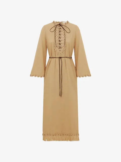 ZIMMERMANN lace-up floral-appliqué dress