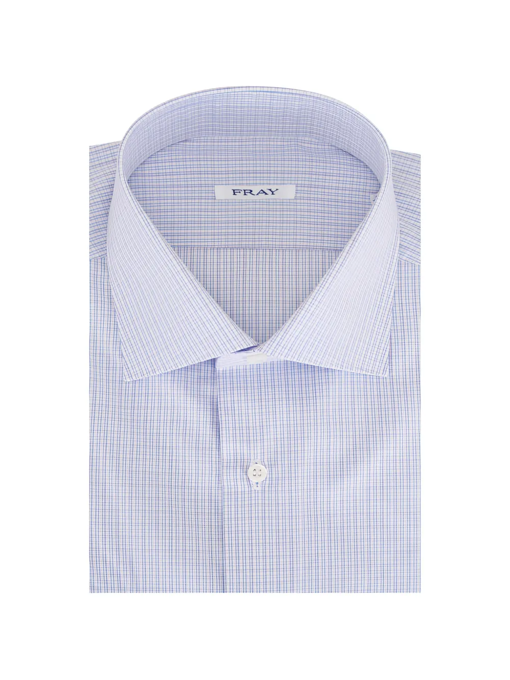 Fray Check-pattern Cutaway-collar Shirt In Blue