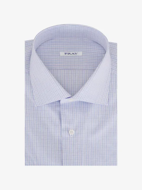 Fray check-pattern cutaway-collar shirt