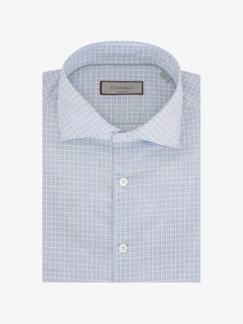 Canali check-pattern button-down cotton shirt