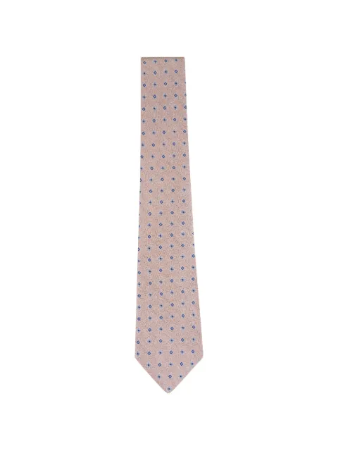 Kiton geometric-pattern floral-motif silk tie