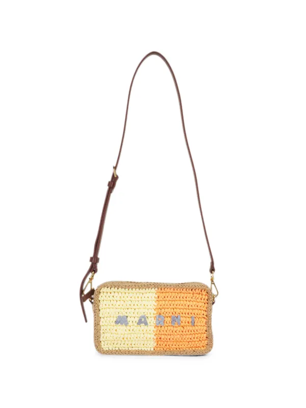 Marni Seaside Logo-embroidered Woven Crossbody Bag in Yellow