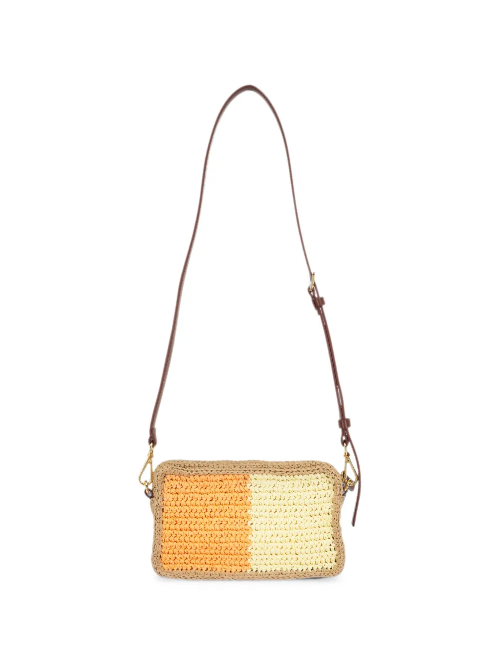 Marni Seaside geweven crossbodytas met geborduurd logo Geel