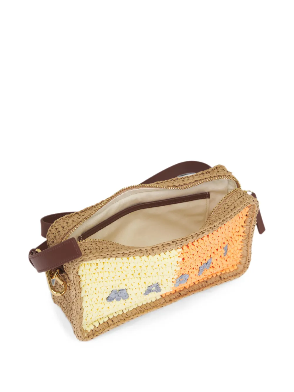 Marni Seaside geweven crossbodytas met geborduurd logo Geel