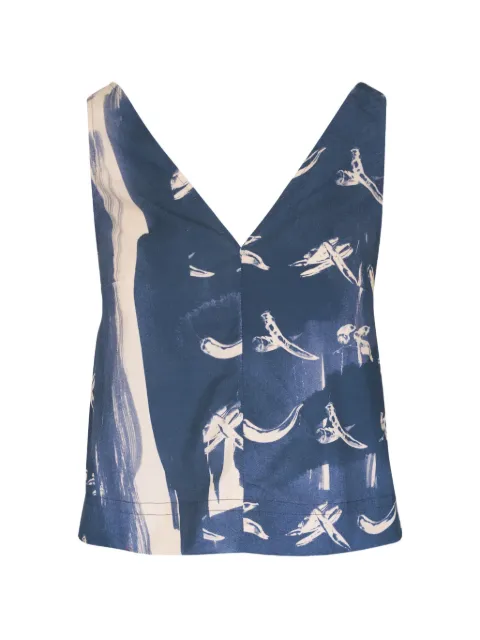 Odeeh abstract-print sleeveless V-neck cotton blouse