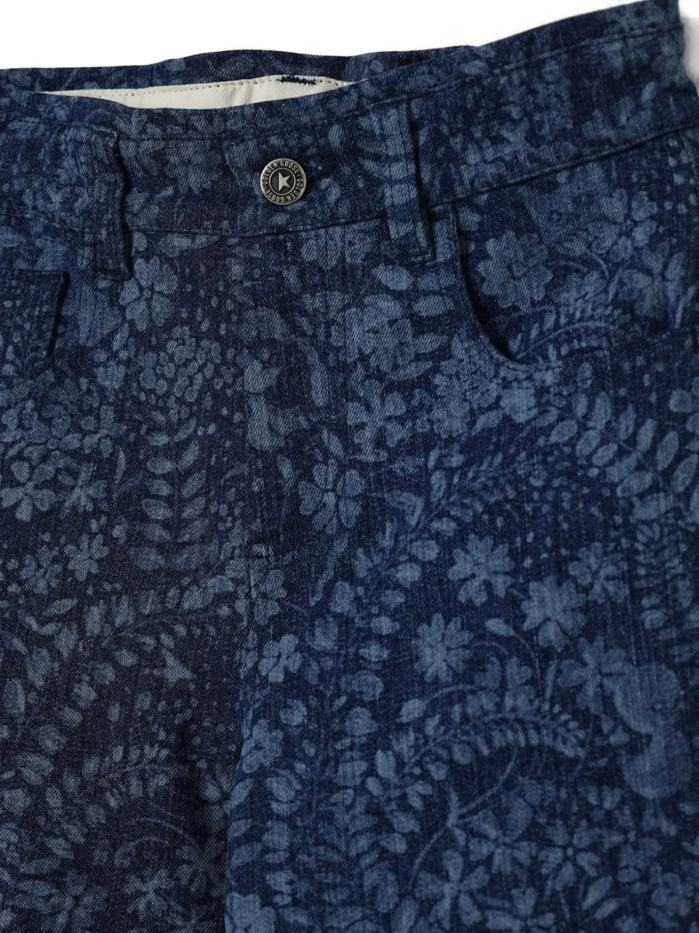 Golden Goose Kids Jeans met bloemenprint en wijde pijpen Blauw