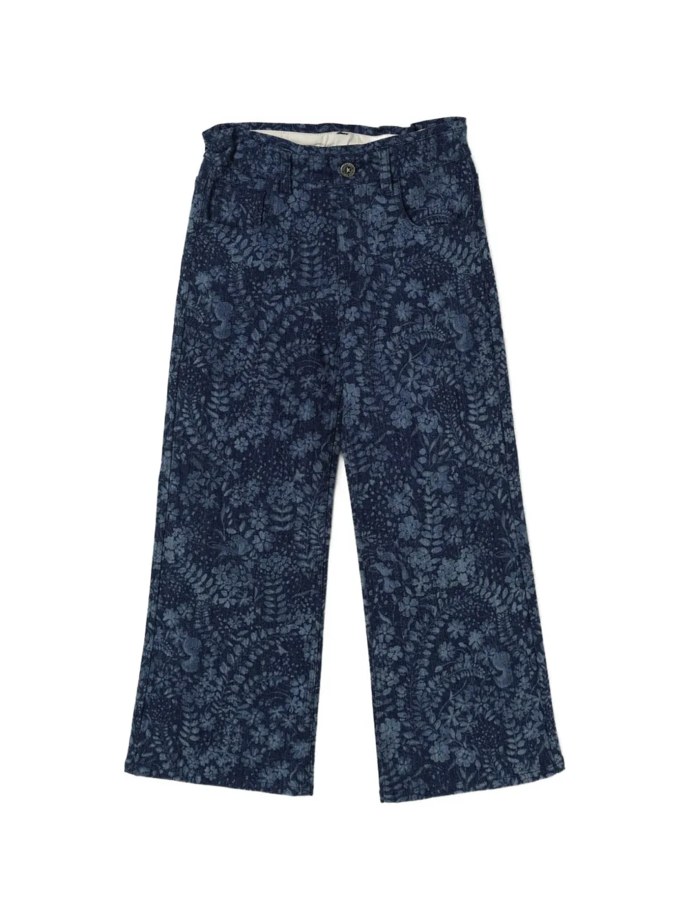 Golden Goose Kids floral-print wide-leg jeans - Blu