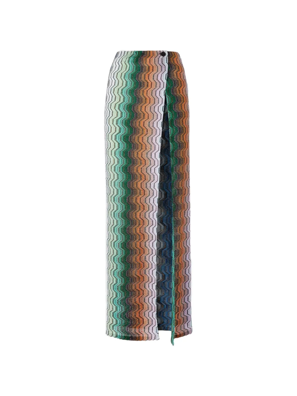 Missoni zigzag-pattern knitted maxi skirt - Orange