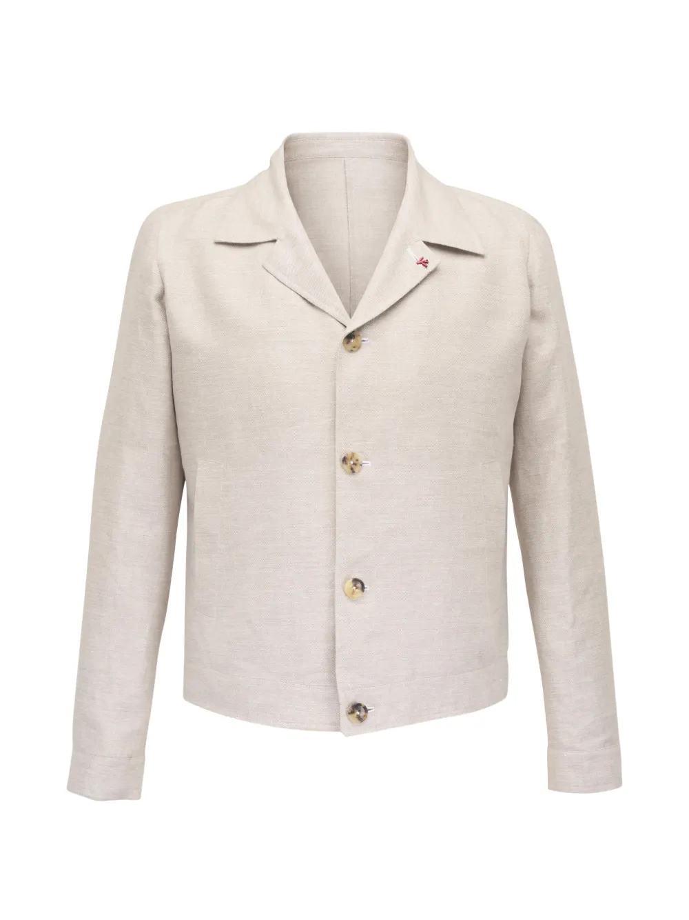 Isaia pin-detail button-up shirt jacket - Toni neutri