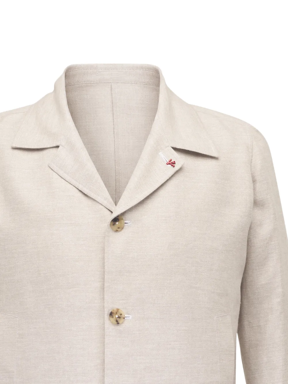 Isaia Button-up shirtjack met speld detail Beige