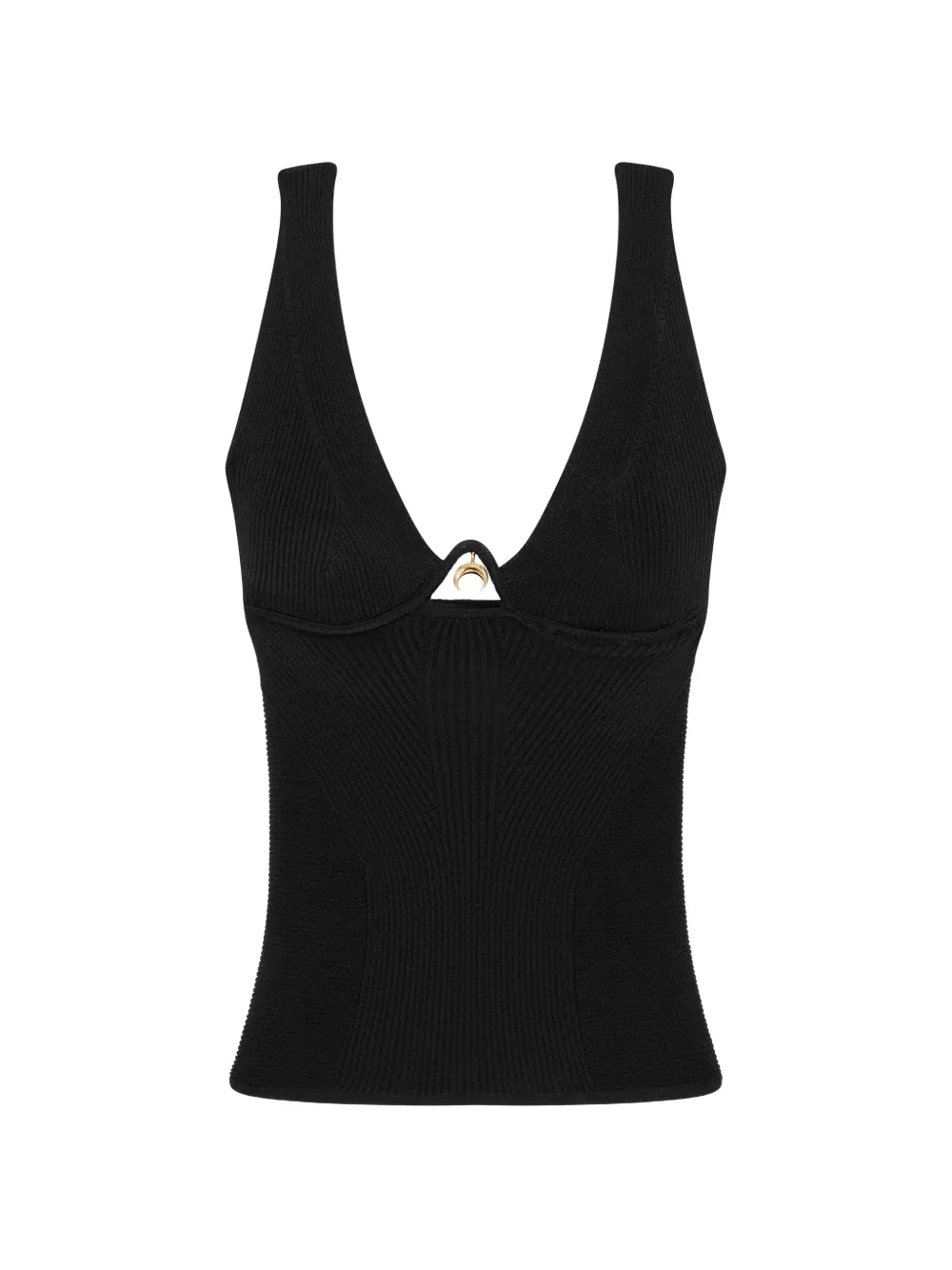 Marine Serre Ribgebreide tanktop met Moon-hanger Zwart