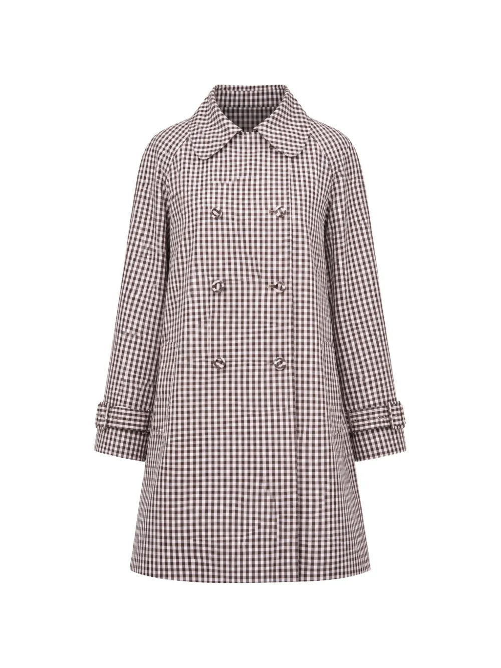 Paul & Joe gingham double-breasted coat - Marrone