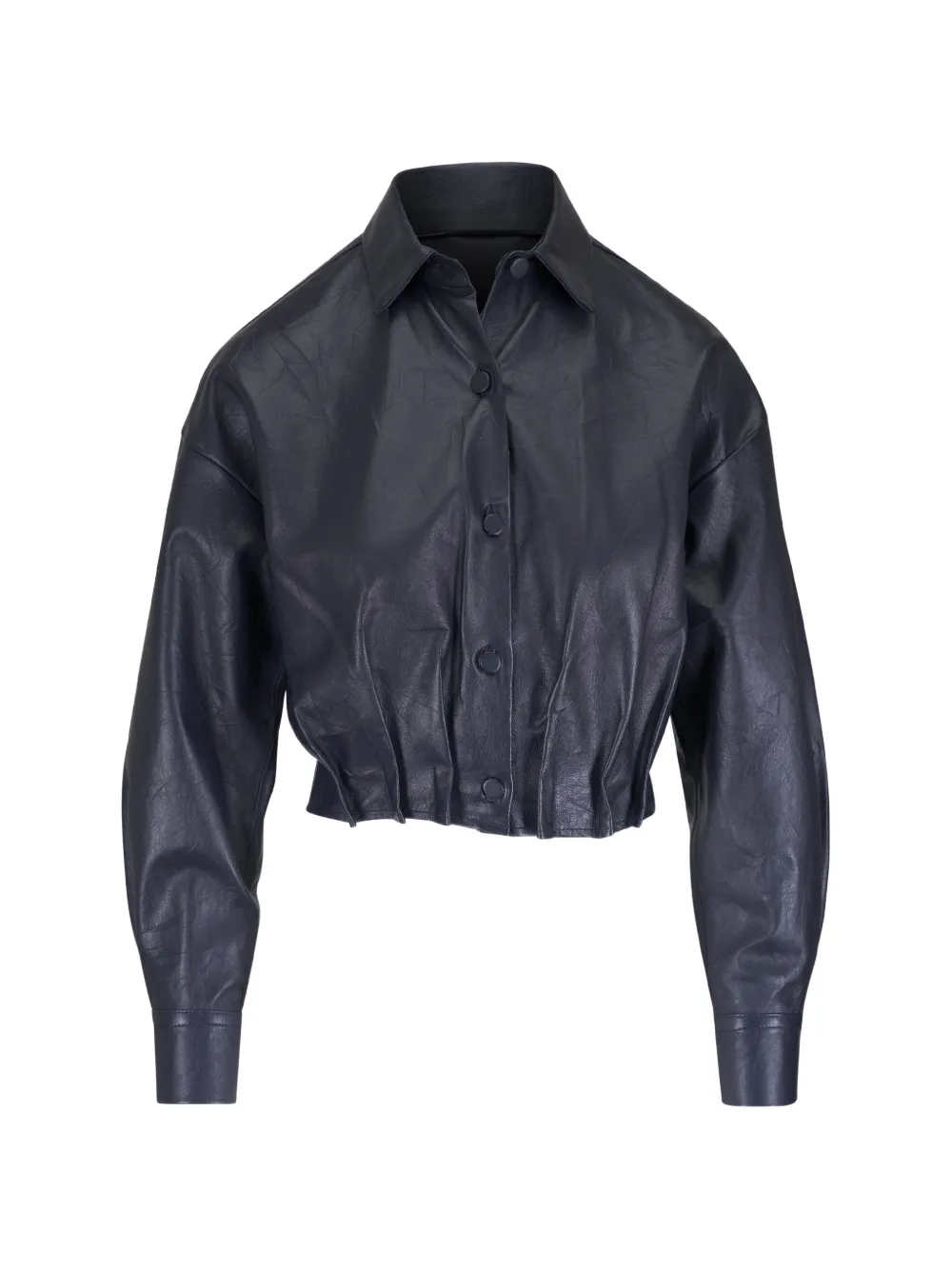 Odeeh pleated leather jacket - Blu