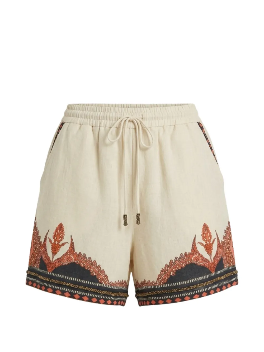 SCARLETT POPPIES Pam embroidered drawstring shorts - Toni neutri