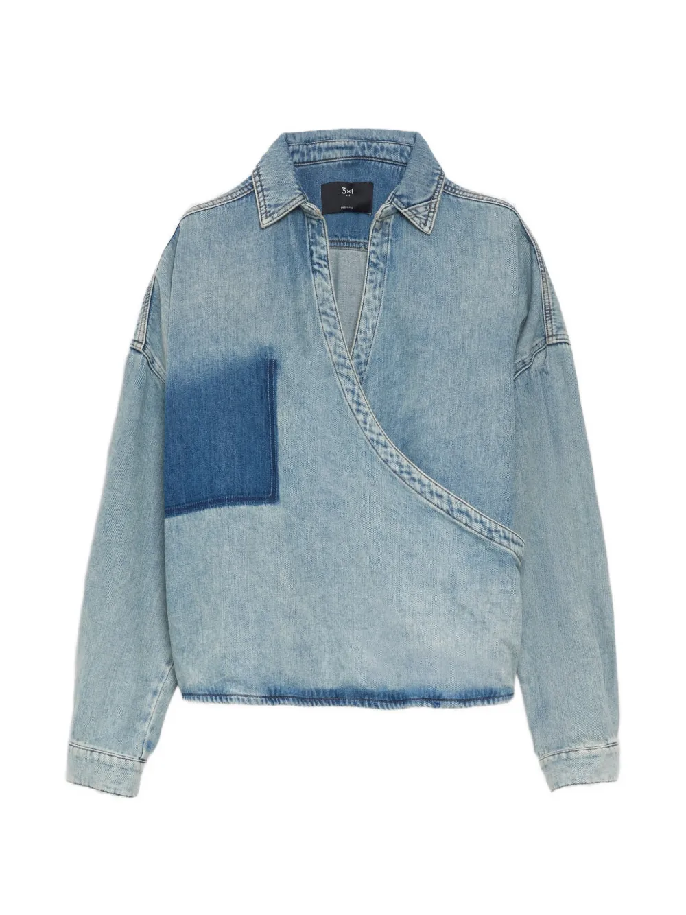 3x1 Melanie wrap-effect denim shirt - Blu