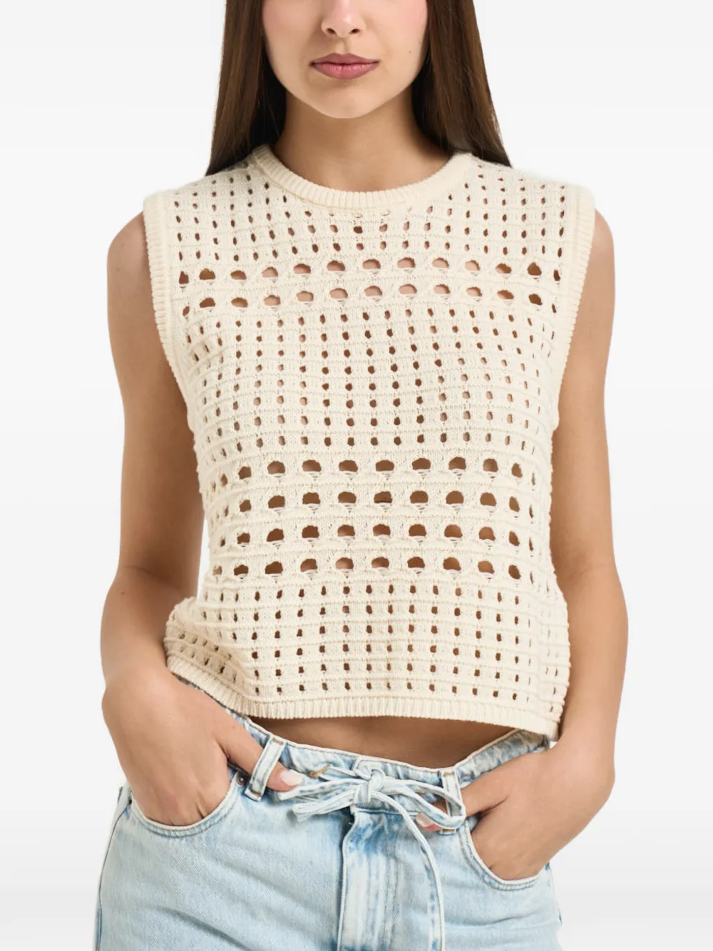 LIU JO perforated sleeveless sweater - Nude