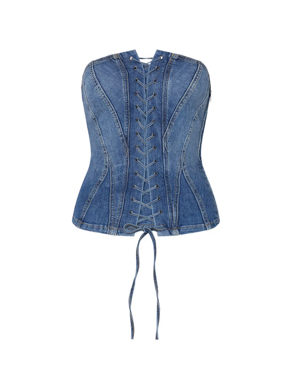 LIU JO lace-up strapless bustier top - Blu