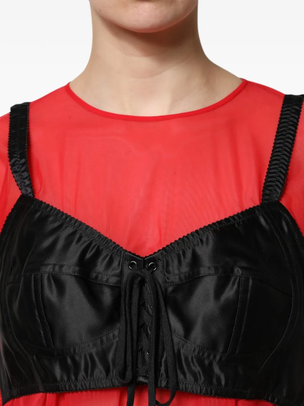 Dolce & Gabbana Gelaagde top met bustier-detail Rood