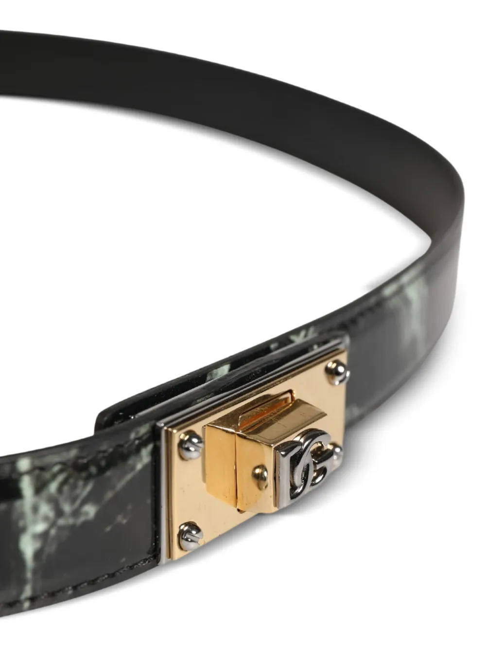 Dolce & Gabbana Riem met DG-logo en marmerprint Zwart