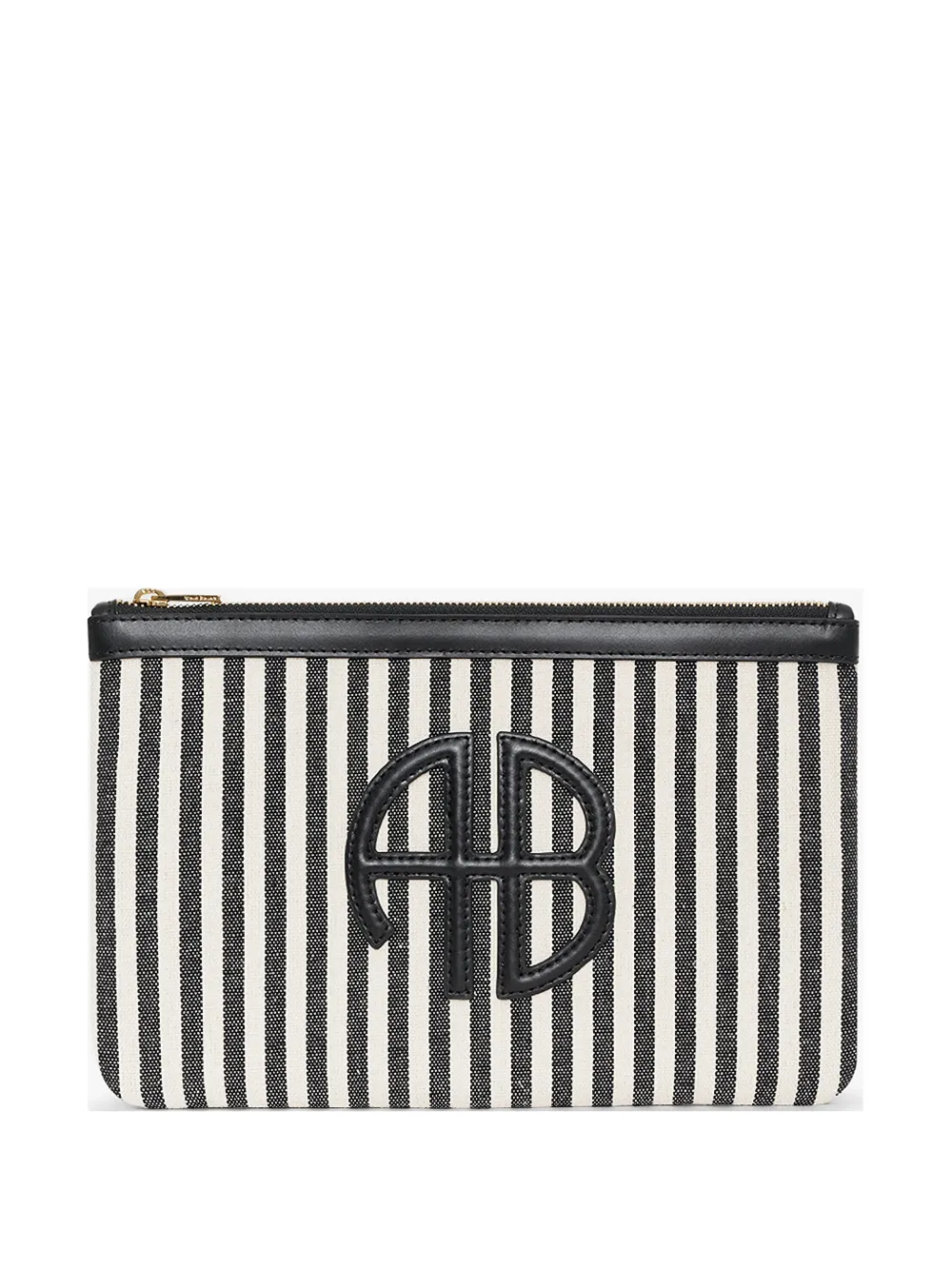 ANINE BING Lili pouch - white and black stripe - Bianco