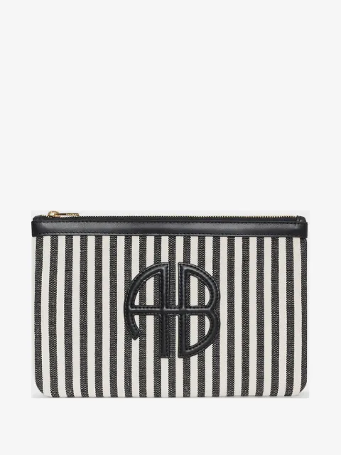 ANINE BING Lili pouch - white and black stripe