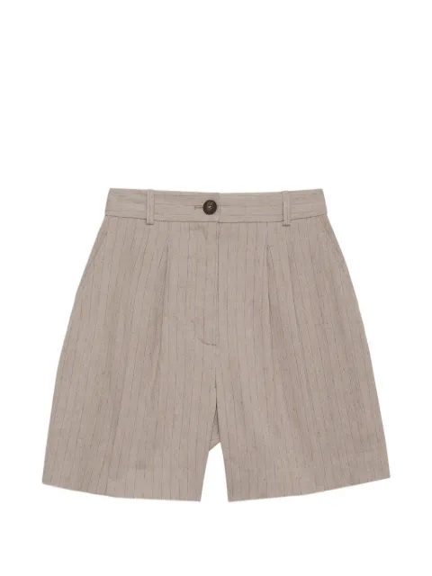 ANINE BING Brice shorts - taupe and blue pinstripe