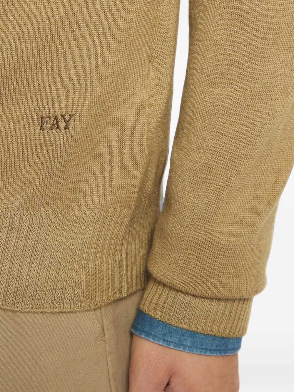 Fay logo-embroidered crew-neck sweater Bruin