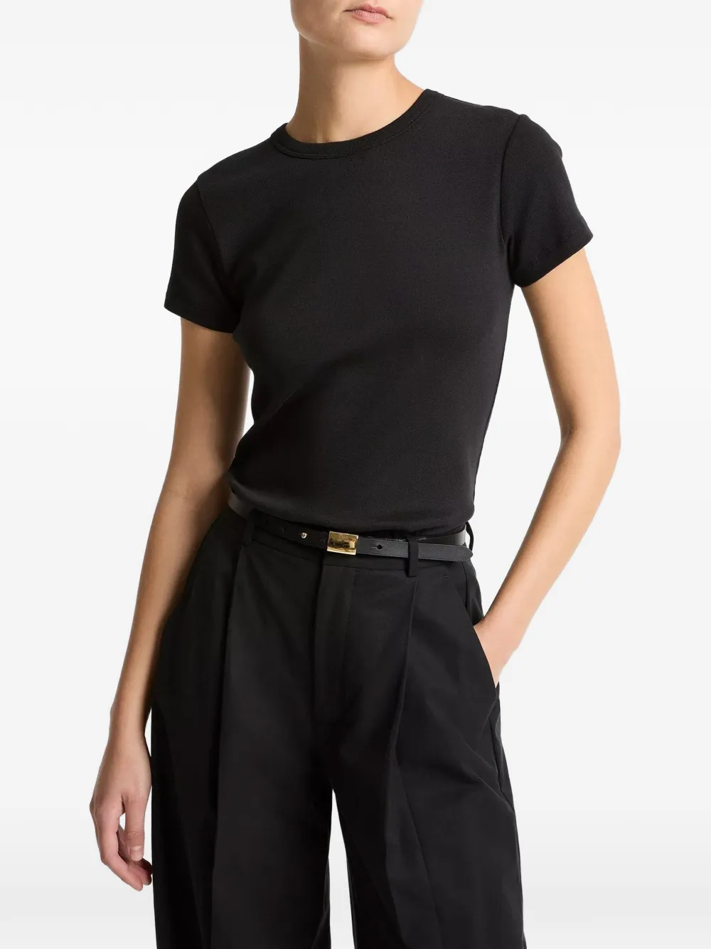 Vince Shrunken 90s Crew Neck T-shirt In Black