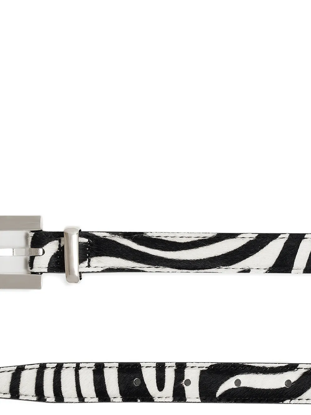 ANINE BING Riem met zebraprint en vierkante gesp Zwart
