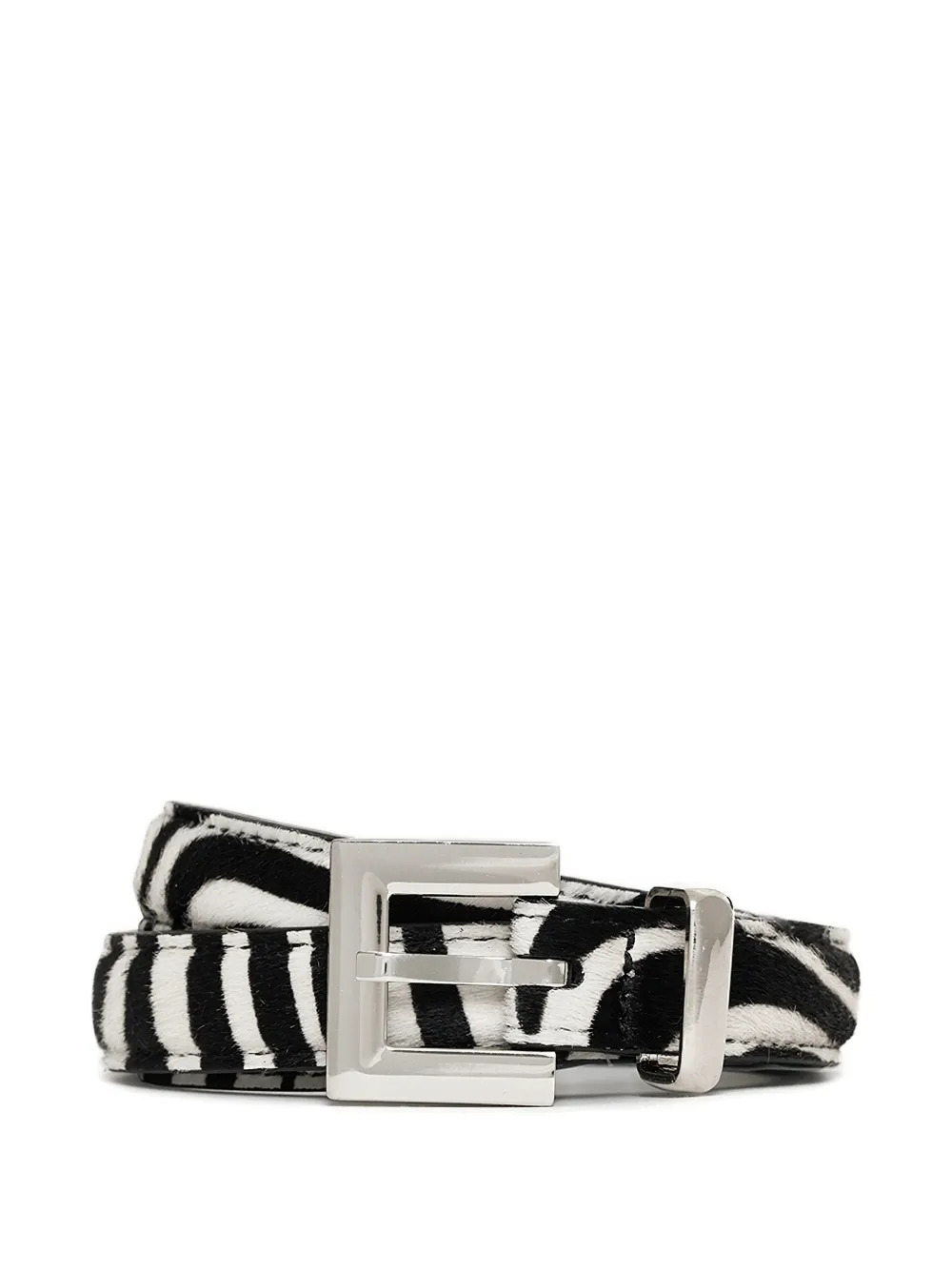 ANINE BING Riem met zebraprint en vierkante gesp Zwart