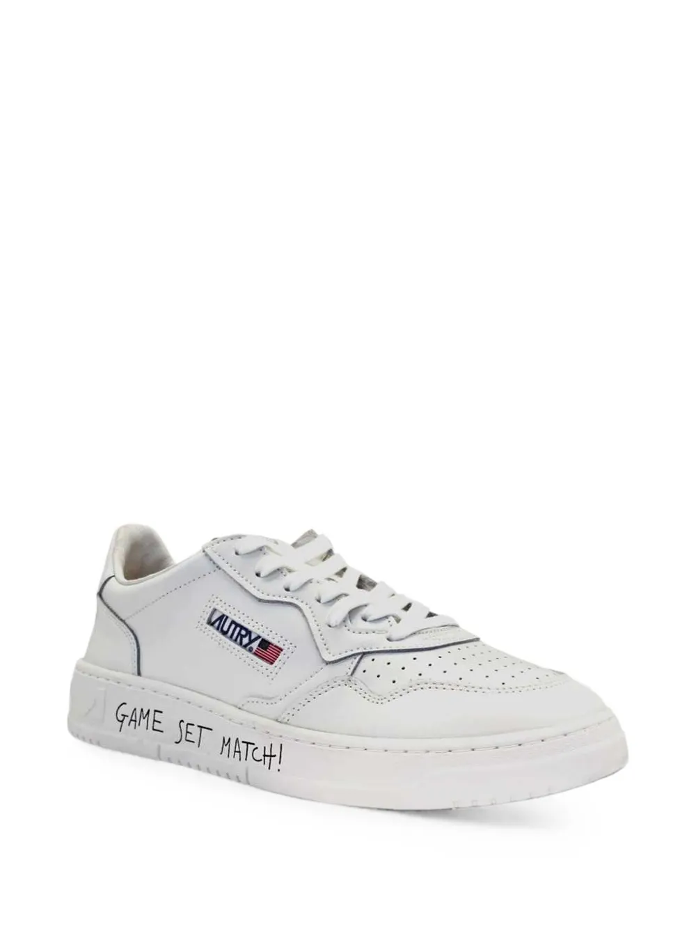Autry Medalist slogan-print leather sneakers Wit