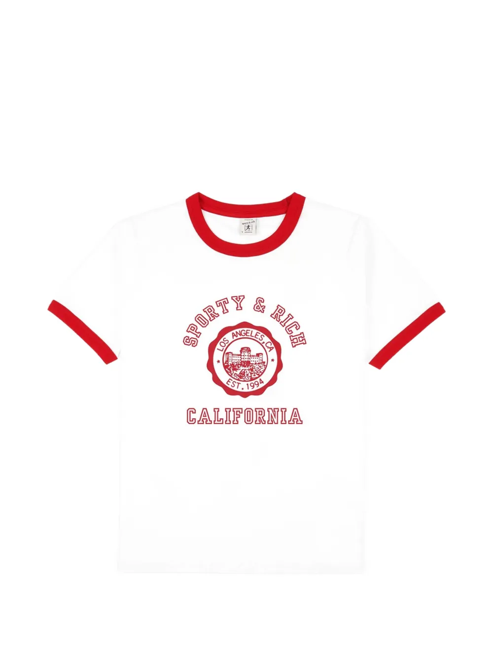 Sporty & Rich logo-print ringer T-shirt - Weiß