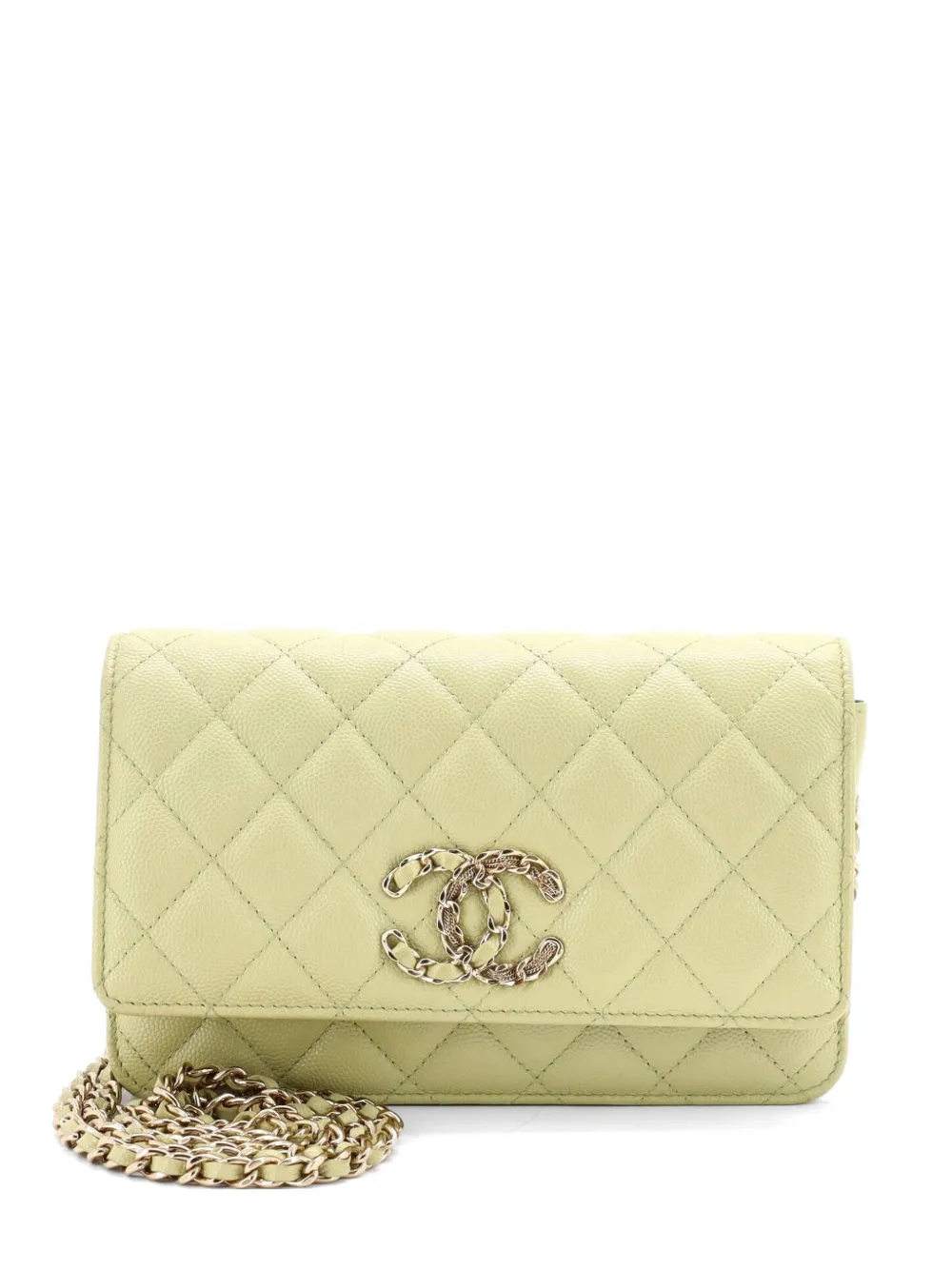 CHANEL Pre-Owned French New Wave Wallet on Chain Quilted Caviar crossbody bag - Verde