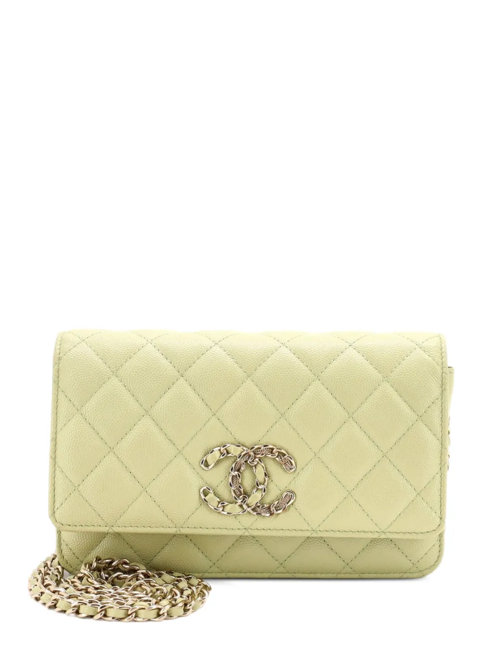 CHANEL Pre-Owned French New Wave Wallet on Chain Quilted Caviar crossbody bag - Verde