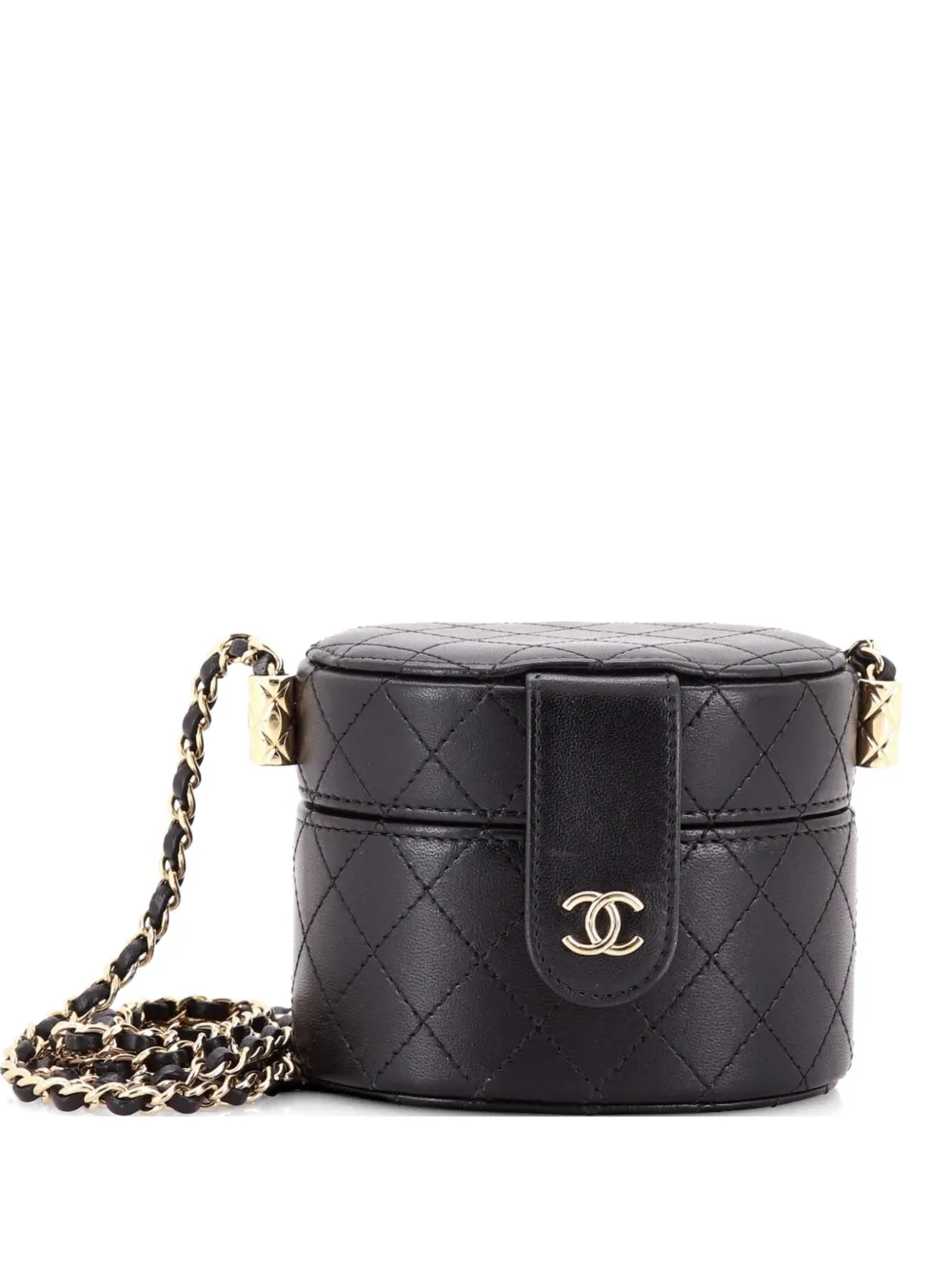 CHANEL Pre-Owned Borsa a tracolla CC Vanity Case mini in pelle di agnello trapuntata con manico - Nero