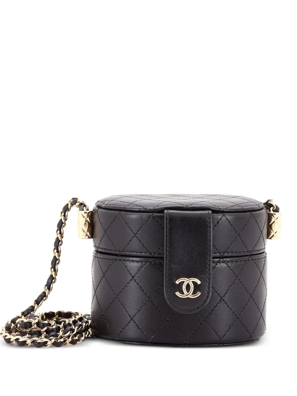 CHANEL Pre-Owned Borsa a tracolla CC Vanity Case mini in pelle di agnello trapuntata con manico - Nero
