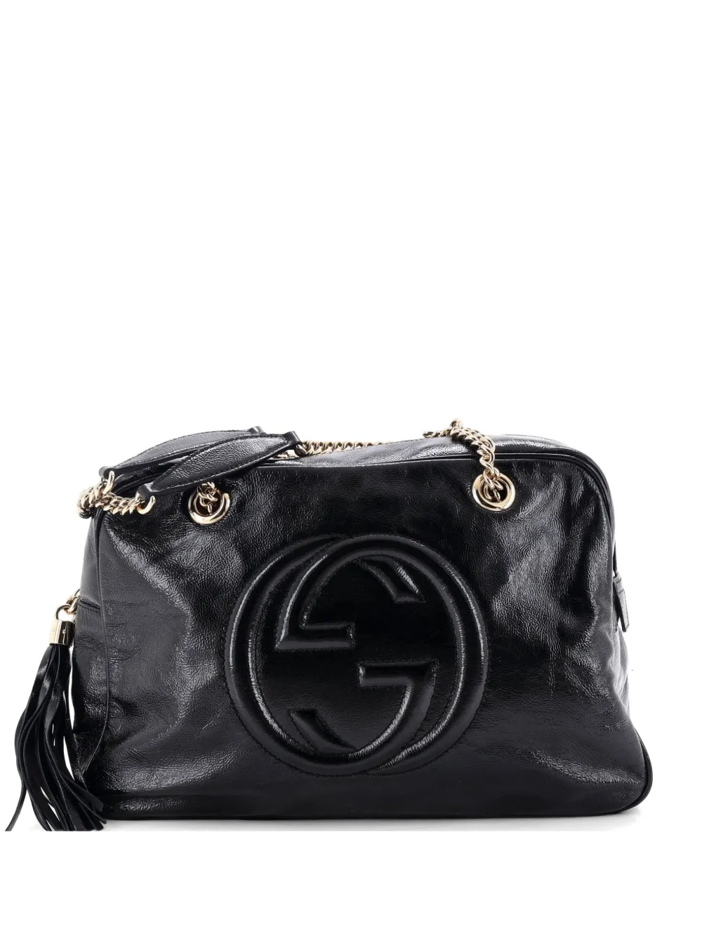 Gucci Pre-Owned Borsa a spalla Soho Chain media con zip in vernice - Nero