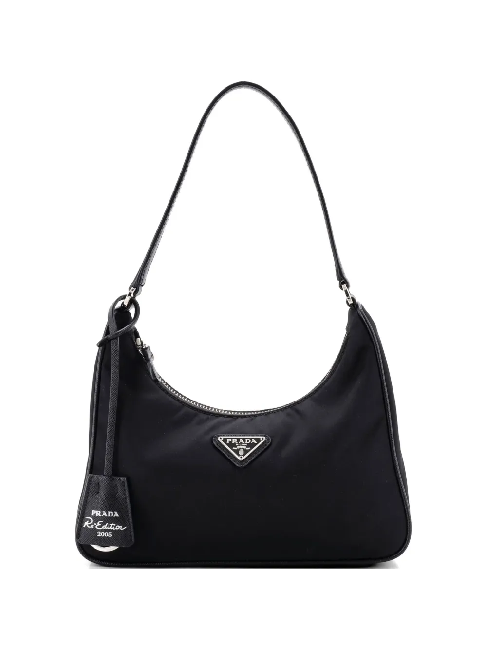 Prada Pre-Owned Re-Edition 2005 Tessuto with Saffiano Leather Mini hobo bag - Nero