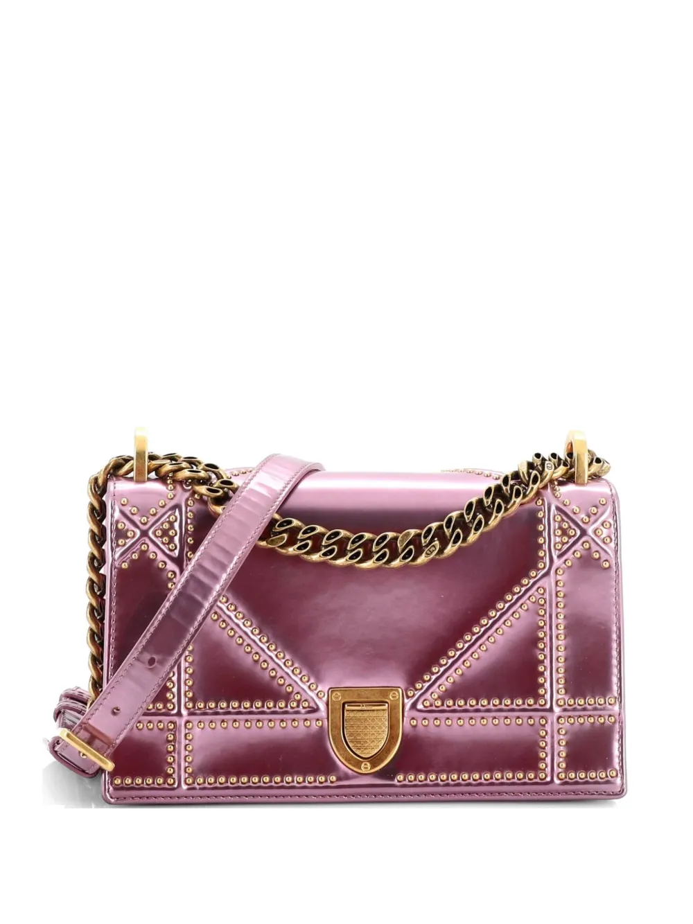 Christian Dior Pre-Owned Diorama Flap Bag Studded Patent Small crossbody bag - Viola