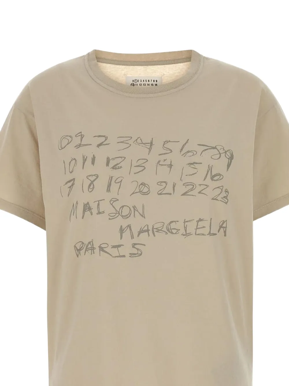 Maison Margiela Numerical T-shirt met ronde hals en logo-print Beige