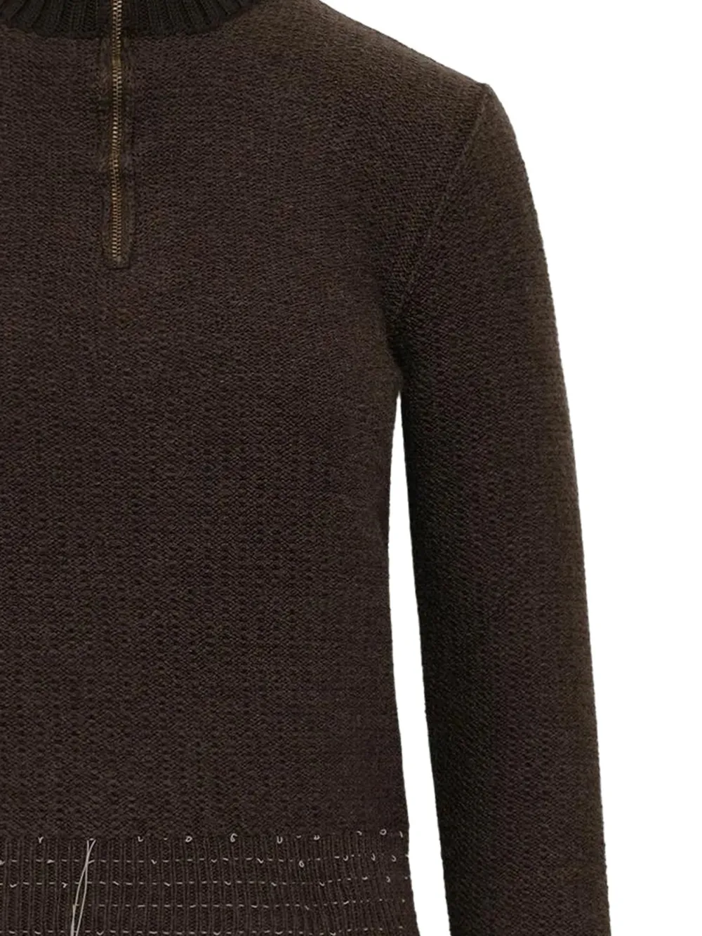 Maison Margiela Trui met franje en rits Bruin