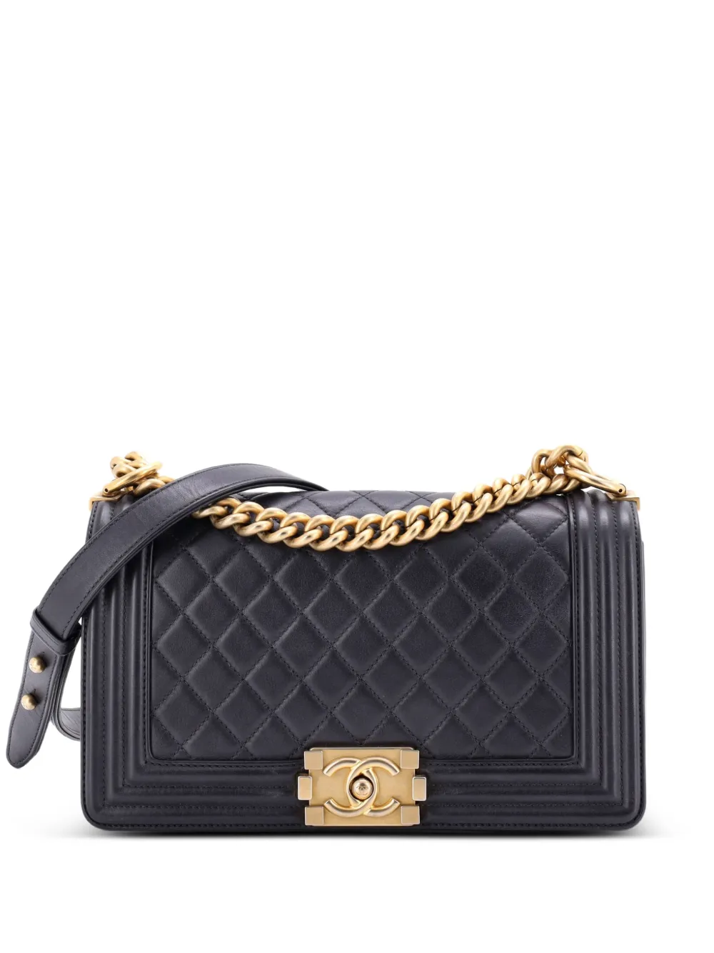 CHANEL Pre-Owned Boy Flap Bag Quilted Lambskin Old Medium shoulder bag - Black