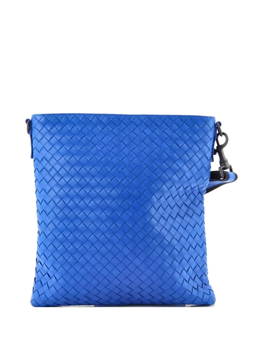  Bottega Veneta Pre-owned Bandolera Flat Messenger Mediana De Piel De Napa Con Diseño Intrecciato - Azul 
