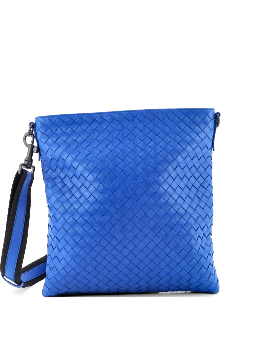 Bottega Veneta Pre-Owned Flat Messenger Bag Intrecciato Nappa Medium crossbody bag - Blu