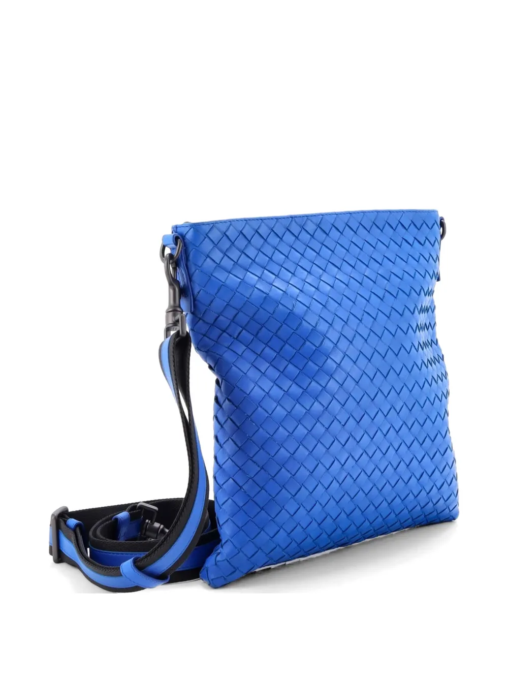  Bottega Veneta Pre-owned Bandolera Flat Messenger Mediana De Piel De Napa Con Diseño Intrecciato - Azul 