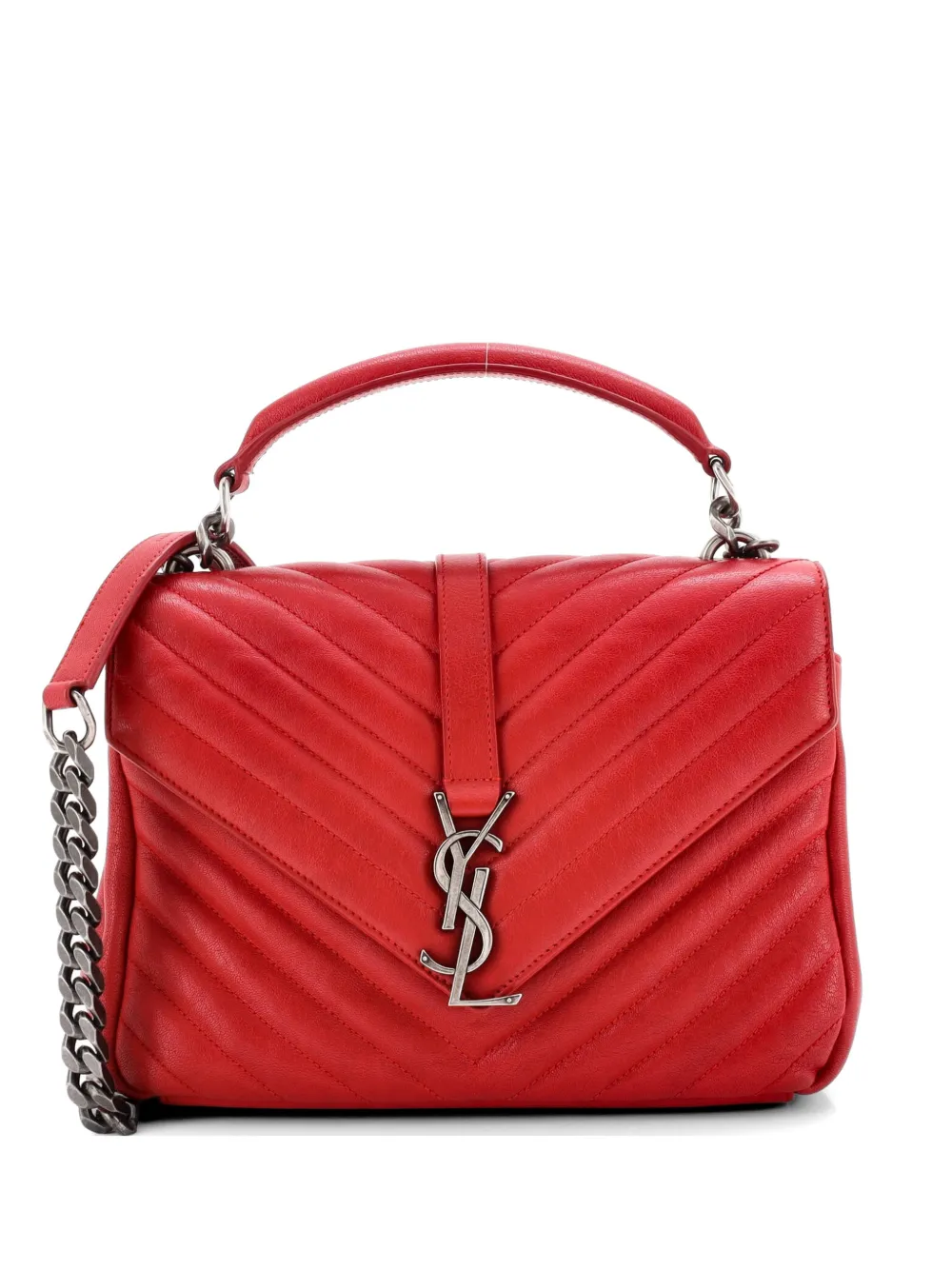 Saint Laurent Pre-Owned Classic Monogram College Bag Matelasse Chevron Leather Medium crossbody bag - Rosso