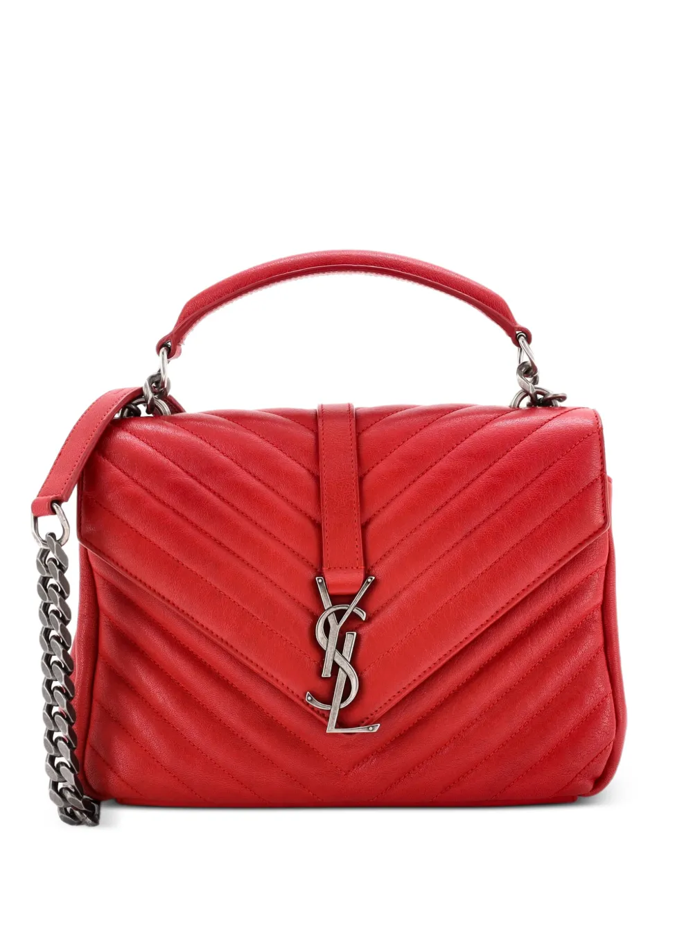 Saint Laurent Pre-Owned Classic Monogram College Bag Matelasse Chevron Leather Medium crossbody bag - Rosso